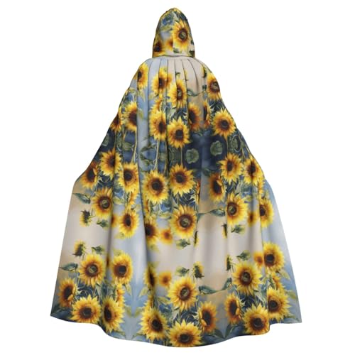 SXOOGE Wunderschöner Sonnenblumen-Umhang für Cosplay, Halloween, Kapuzenumhang für Party, Verkleidung, volle Länge, Uniform-Bademantel von SXOOGE