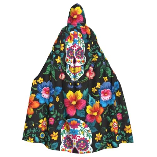 Sugar Skulls Flowers Unisex Cosplay Kostüm Halloween Kapuzenumhang Umhang für Party Verkleiden voller Länge Uniform Robe Sugar Skulls Flowers Unisex Cosplay Kostüm Halloween Kapuzenumhang Umhang für Party Verkleiden voller Länge Uniform Robe von SXOOGE