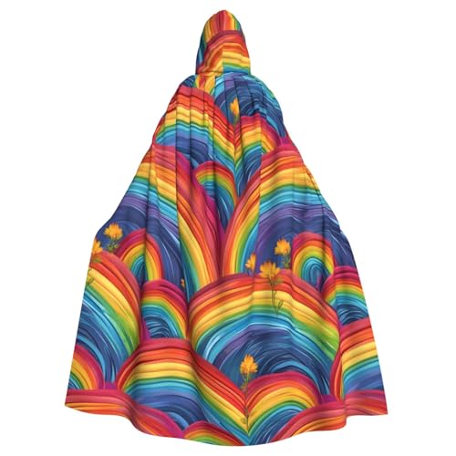 Umhang mit Kapuze, bunt, Regenbogenstreifen, Unisex, Cosplay, Halloween, mit Kapuze, Umhang für Partys, Verkleidungen, durchgehender Uniform-Bademantel Umhang mit Kapuze, bunt, Regenbogenstreifen, Unisex, Cosplay, Halloween, mit Kapuze, Umhang für Partys, Verkleidungen, durchgehender Uniform-Bademantel von SXOOGE