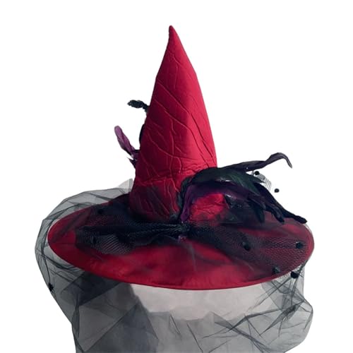 Halloween-Hexenhut, zarte, schwarze, durchsichtige Retro-Hexenhüte für Maskerade, Mode, Erwachsene, Cosplay-Kostüm-Zubehör von SXRQ