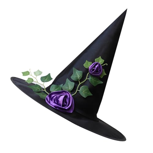 SXRQ Schleier Spitze Hexenhut Halloween Kostüm Zubehör für Halloween Party Schleier Kopfbedeckung für Maskerade Cosplay Spitzer Hexenhut von SXRQ