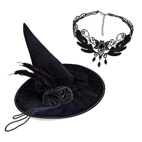 Verstellbarer Hexenhut Halskette Anzug Karneval Hexenhut Festival Kostüm Hut Hexenhut für Halloween Festlichkeiten Verstellbarer Hexenhut Halskette Anzug Karneval Hexenhut Festival Kostüm Hut Hexenhut für Halloween Festlichkeiten von SXRQ