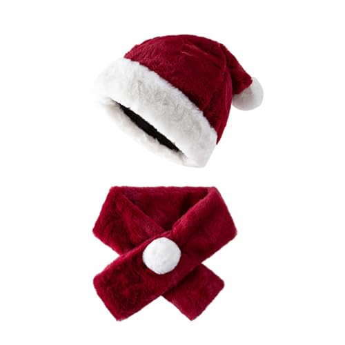 Warmer Weihnachtsmannhut aus Plüsch, dicker Schal, weißer Pelzrand für Weihnachtsfeiern, Cosplay, Zubehör Warmer Weihnachtsmannhut aus Plüsch, dicker Schal, weißer Pelzrand für Weihnachtsfeiern, Cosplay, Zubehör von SXRQ