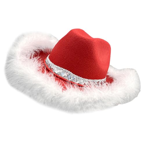 Western-Weihnachtsparty-Hut für Feiertage, Feiern, Festival, Kostüm, pelziger Rand, Weihnachtsmannmütze, Cosplay, Party-Zubehör Western-Weihnachtsparty-Hut für Feiertage, Feiern, Festival, Kostüm, pelziger Rand, Weihnachtsmannmütze, Cosplay, Party-Zubehör von SXRQ
