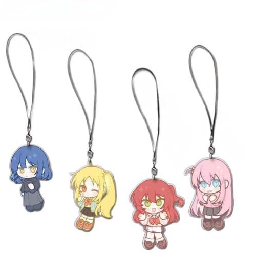 BOCCHI Rock Acryl Schlüsselbund 4 Stück Niedlich Gotoh Hitori, Yamada Ryo, Kita Ikuyo, Ijichi Nijika Figur Anhänger Schlüsselanhänger Handy Anhänger Tasche Dekoration Cos Requisiten von SXYNIO