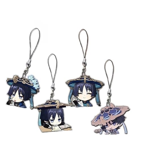 Gen Shin Acryl Schlüsselanhänger 4er Set Niedliche Wanderer Balladeer Figuren Anhänger Schlüsselring Schlüsselzubehör Handy Anhänger Tasche Deko Cos Requisiten von SXYNIO