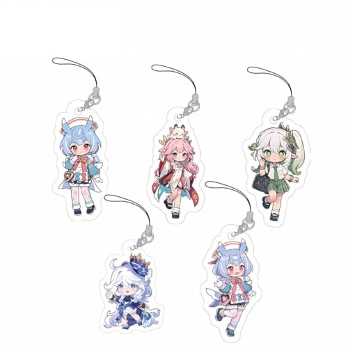Gen Shin Acryl Schlüsselanhänger 5er Set Niedlich Yae Miko,Nahida,Sigewinne,Furina Figuren Anhänger Schlüsselring Schlüsselzubehör Tasche Dekoration Cos Requisiten von SXYNIO