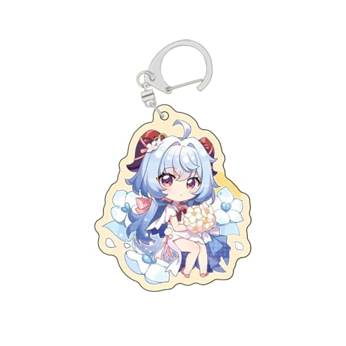 Gen Shin Acryl Schlüsselanhänger Niedlich Ganyu,Hu Tao,Kamisato Ayaka,Keqing,Kokomi Figur Anhänger Schlüsselring Schlüsselzubehör Handy Anhänger Tasche Deko Cos Requisiten (C) von SXYNIO