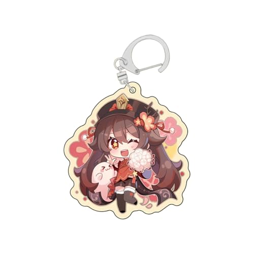 Gen Shin Acryl Schlüsselanhänger Niedlich Ganyu,Hu Tao,Kamisato Ayaka,Keqing,Kokomi Figur Anhänger Schlüsselring Schlüsselzubehör Handy Anhänger Tasche Deko Cos Requisiten (D) von SXYNIO