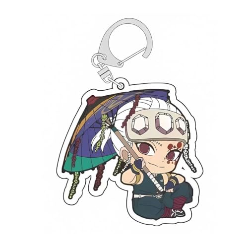Ghost Killing Acryl Schlüsselanhänger 6er Set Niedlich Tokitou Muichiro,Rengoku Kyoujurou,Uzui Tengen,Kanroji Mitsuri Figur Anhänger Schlüsselringe Handy Anhänger Tasche Deko Cos Requisiten (F) von SXYNIO