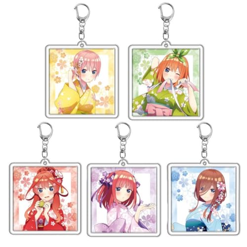 Quintuplets Schlüsselanhänger 5er Set Niedlich Quintessential Nakano Ichika,Nino,Miku,Yotsuba,Itsuki Nakano Five Sisters Figur Anhänger Schlüsselbund Handy Anhänger Tasche Dekoration Cos Requisiten von SXYNIO