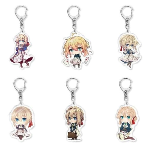 SXYNIO 6pcs Violet Acryl Schlüssel Zubehör Violet Figur Anhänger Schlüsselanhänger Handy Rucksack Dekoration Zubehör von SXYNIO