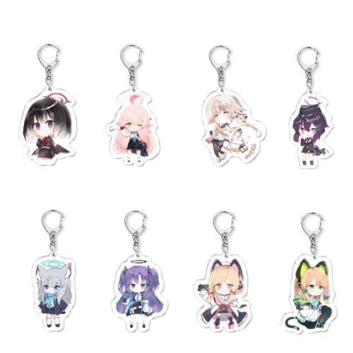 SXYNIO 8pcs Blaue Archive Acryl Schlüssel Zubehör Arona Figur Handy Rucksack Dekoration Anhänger Schlüsselanhänger von SXYNIO