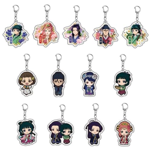 SXYNIO Apothecary Diary Schlüsselanhänger Maomao Figur Anhänger Jinshi Acryl Schlüsselring Tasche Dekor Zubehör Cos Spiel Requisiten 13pcs von SXYNIO