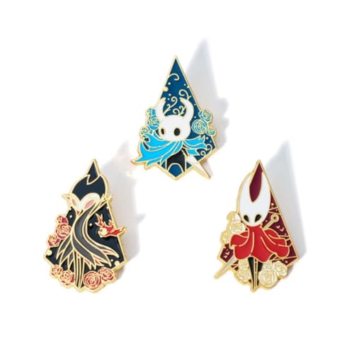 SXYNIO Hollow Knight Abzeichen The Knight Hornet Grimm Figur Brosche Pin Fans Cosplay Zubehör 3pcs von SXYNIO
