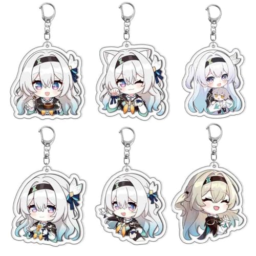 SXYNIO Hon Kai Schlüsselbund Satz 6pcs Firefly Figur Acryl Anhänger Schlüsselkette Tasche Zubehör Dekor Anhänger von SXYNIO