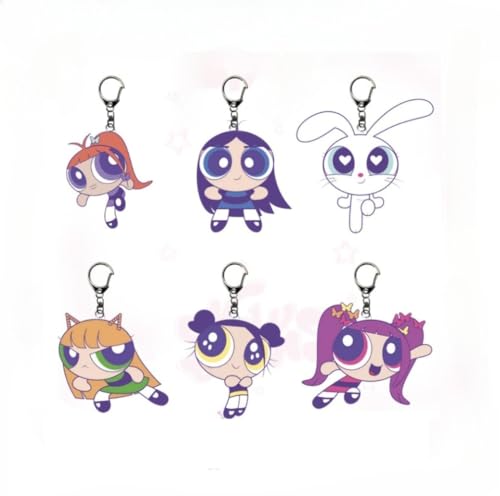 SXYNIO Power Puff Girl Schlüsselanhänger Acryl Schlüsselbund Cartoon Charakter Blossom, Bubbles, Buttercup gedruckt Schlüssel Tasche Dekoration Anhänger Zubehör 7Pcs SXYNIO Power Puff Girl Schlüsselanhänger Acryl Schlüsselbund Cartoon Charakter Blossom, Bubbles, Buttercup gedruckt Schlüssel Tasche Dekoration Anhänger Zubehör 7Pcs von SXYNIO
