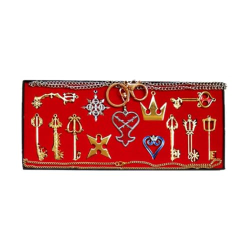 SXYNIO Sora Keyblade Schlüsselanhänger Keyblade Anhänger Schlüsselkette Cartoon Figur Riku Anhänger Schlüssel Tasche Dekoration Zubehör Für Fans (Gold) von SXYNIO
