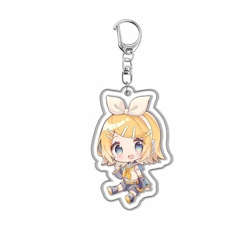 Sekai Acryl Schlüsselanhänger Niedlich Hatsune MK,Kagamine Rin,Kagamine Len,Megurine Luka Figur Anhänger Schlüsselring Schlüsselzubehör Handy Anhänger Tasche Dekoration Cos Requisiten (A) von SXYNIO