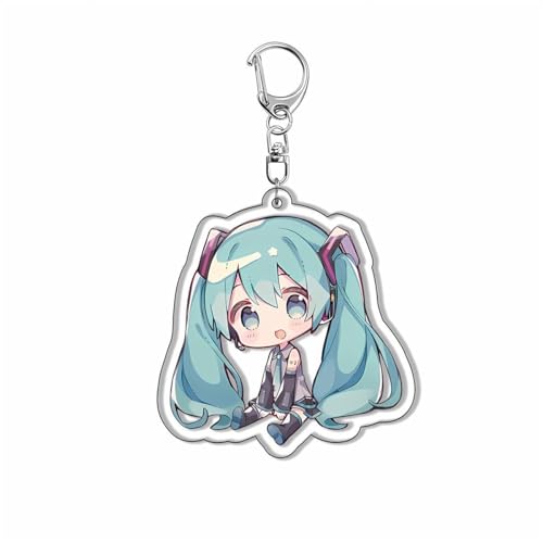 Sekai Acryl Schlüsselanhänger Niedlich Hatsune MK,Kagamine Rin,Kagamine Len,Megurine Luka Figur Anhänger Schlüsselring Schlüsselzubehör Handy Anhänger Tasche Dekoration Cos Requisiten (C) von SXYNIO