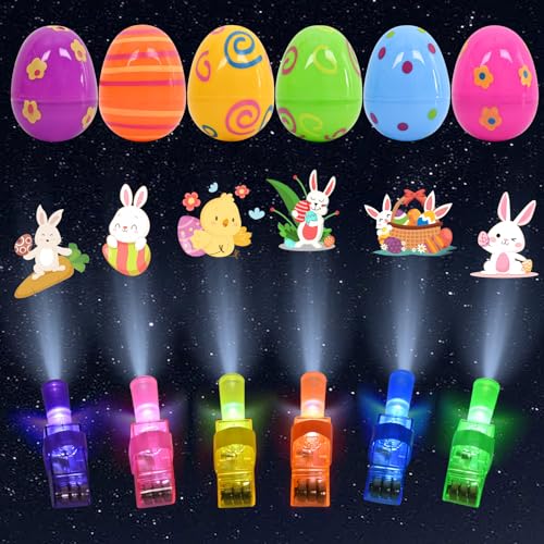 SYAKZK Ostergeschenke Kinder, 6 Pcs Ostereier mit Fingerscheinwerfer, Ostern Geschenke Kinder, Osterdeko Ostern Deko, Geschenk Mädchen 3 4 5 6 7 Jahre, Eier Ostereier Plastik von SYAKZK