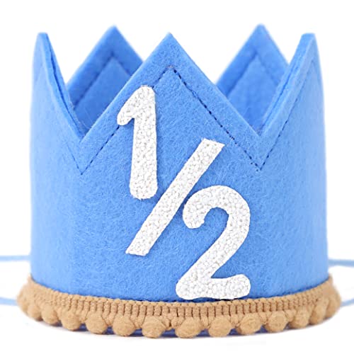 Halber Geburtstag Krone - Blau 6 Monate Partyhut Dekorationen für Baby halben Geburtstag von SYESQL
