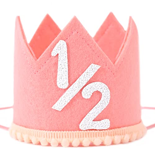 Krone zum halben Geburtstag – Rosa 1/2 Partyhut, Sechs Monate Baby Mädchen/Jungen Geburtstagsdekorationen Krone zum halben Geburtstag – Rosa 1/2 Partyhut, Sechs Monate Baby Mädchen/Jungen Geburtstagsdekorationen von SYESQL