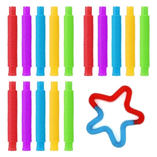 SYEYCW 15 Stück Pop Röhren Sensorik Spielzeug, Mini Pop Röhren Sensorik Spielzeug, Bunt Stretchrohr-Sensorik Spielzeug, für Erwachsene Kinder, Stress and Angst Linderung Sensorik Spielzeug, 5 Farben SYEYCW 15 Stück Pop Röhren Sensorik Spielzeug, Mini Pop Röhren Sensorik Spielzeug, Bunt Stretchrohr-Sensorik Spielzeug, für Erwachsene Kinder, Stress and Angst Linderung Sensorik Spielzeug, 5 Farben von SYEYCW