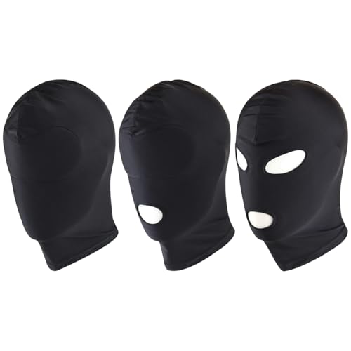 SYEYCW 3 Stück Maske Schwarz, Vollgesichts-Kapuzenmasken, Masken mit Offenen Augen und Mund, Masken mit Offenem Mund, Unisex für Halloween-Partys, Cosplay-Kostüme, Karnevalsnächte, Bühnenauftritte von SYEYCW