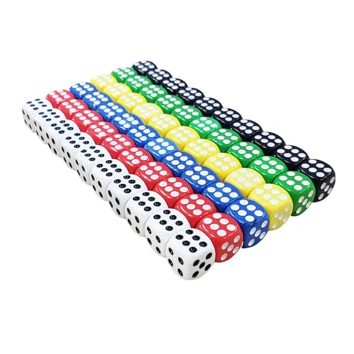 SYEYCW 60 Stück Würfel Set, 14mm Spielwürfel, Bunte Würfel Set, Standard Würfel für Jedes Spie, Würfelspiele, Tischspiele, Brettspiele, Zuhause Partyspiel, Matheunterricht Mathe, 6 Farben von SYEYCW
