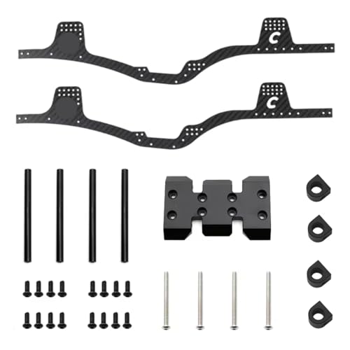 Kompatibel Mit Axial Für SCX10 1/10 RC Crawler Autoteile, Kohlefasermuster Für Chassis-Kit, Rahmenschiene, Unterfahrschutz, Karosseriepfosten RC-Autozubehör(Black) von SYFDGDV