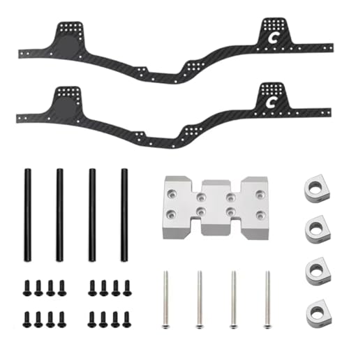 Kompatibel Mit Axial Für SCX10 1/10 RC Crawler Autoteile, Kohlefasermuster Für Chassis-Kit, Rahmenschiene, Unterfahrschutz, Karosseriepfosten RC-Autozubehör(Silver) von SYFDGDV