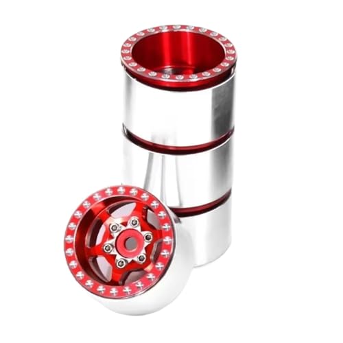 Kompatibel Mit Axial Für SCX24 AX24 Für FCX24 Für TRX4M 1/18 RC Crawler Autoteile Aluminiumlegierung 1,0 Zoll Beadlock-Radnabenfelgen RC-Autozubehör(Red) von SYFDGDV