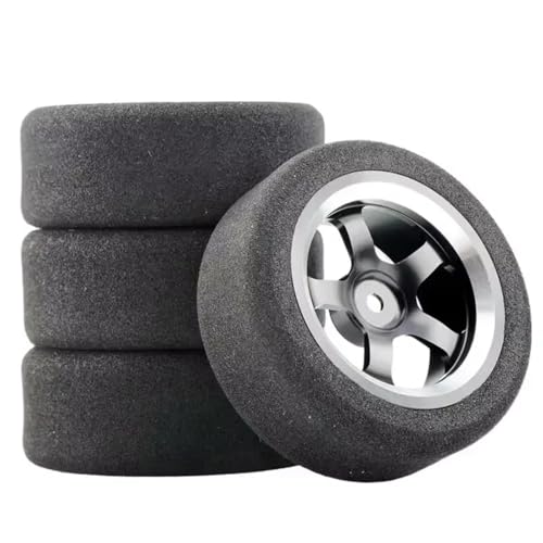 Kompatibel Mit HSP Für HPI 1/10 RC On-Road-Autoteile, Zubehör, 12-mm-Sechskant, 4-teiliges Set Für Racing Foam-Reifen-Felgenset RC-Autozubehör(Black) von SYFDGDV