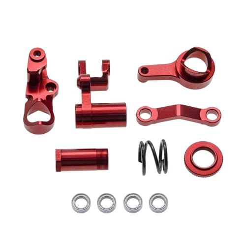 Kompatibel Mit Traxxas Für Slash Für Hoss 1/10 RC-Autoteile, Metall-Lenkhebel Und Drag Link Servo Saver Set 6845X RC-Autozubehör(Red) von SYFDGDV