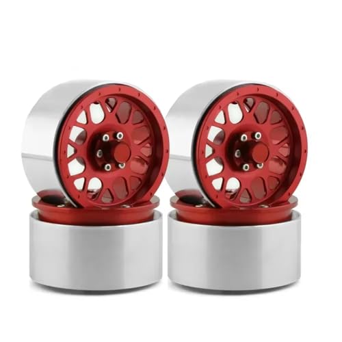 Kompatibel Mit Trxs Für TRX4 D90 Für Axial Für SCX10 90028 90035 90046 90047 D110 1/10 RC CRA-Teile 4 Stück Metall 2.2 Felgen RC-Autozubehör(Red) von SYFDGDV