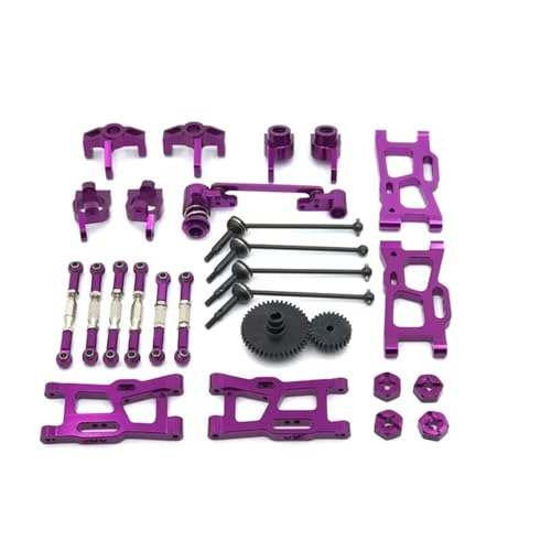 Kompatibel Mit WLtoys 124016 124017 144001 144010 RC-Auto-Upgrade-Teilesatz, Metallantriebswelle, Zugstange Für Schwenkarm-Lenkbechergetriebe RC-Autozubehör(Purple) von SYFDGDV