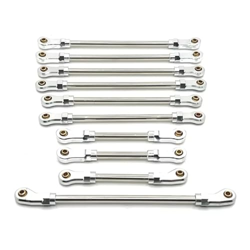 Kompatibel Mit Wltoys 104006 104010 104020 104026 10 Stück Metall-Verbindungsstange, Verstellbares Gestänge, Lenkverbindung, 1/10 RC-Autoteile-Zubehör RC-Autozubehör(White) von SYFDGDV