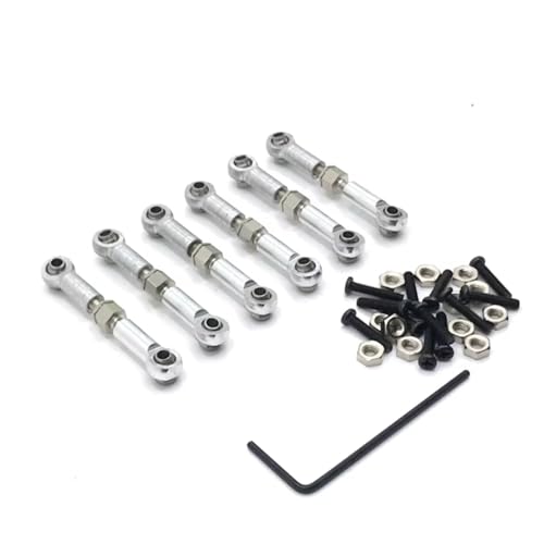 Kompatibel Mit Wltoys 184011 A949 A959 A969 A979 K929 1/18 RC Auto Upgrade Teile Zubehör Metall Linkage Zugstange RC-Autozubehör(Silver) von SYFDGDV