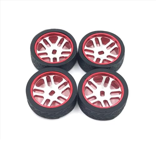 Kompatibel Mit Wltoys K969 K989 P929 Für AWD Für Mini-Z Für Mini-D 1/28 RC Drift Autoteile Zubehör Gummireifen Reifen Rad RC-Autozubehör(Red) von SYFDGDV