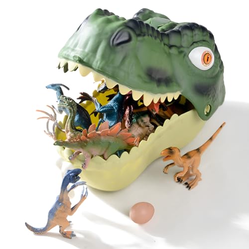 SYFUNLV 46 Stück Dinosaurier Spielzeug,Klein Mini Sammlung Dinos Spielzeug mit Aufbewahrungseim,Realistisches Figuren,Spielset einschließlich T-Rex, Carnotaurus,für Kinder ab 3 4 5 Jahren (Stil 3) von SYFUNLV