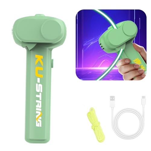 SYFUNLV Lasso String Shooterm,Kinder Rope Launcher Propeller,Elektrischer Seil String Controller,Handheld Zip String Rope Launcher,USB Glow in The Dark Lasso,für Kinder und Erwachsene (Grün) von SYFUNLV