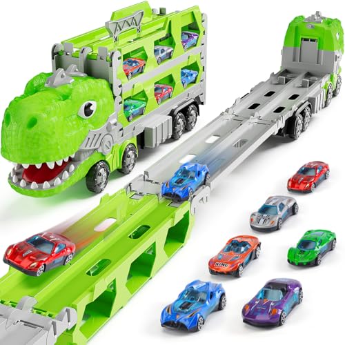Dinosaurier-Truck-Spielzeug für Kinder 3–5: Dinosaurier-Spiele für 3 + Jungen, Mädchen, zurückziehbare Autos für Jungen und Mädchen, Track-Car-Lernset, Geburtstagsgeschenke für 3, 4, 5, Kleinkinder Dinosaurier-Truck-Spielzeug für Kinder 3–5: Dinosaurier-Spiele für 3 + Jungen, Mädchen, zurückziehbare Autos für Jungen und Mädchen, Track-Car-Lernset, Geburtstagsgeschenke für 3, 4, 5, Kleinkinder von SYHLN