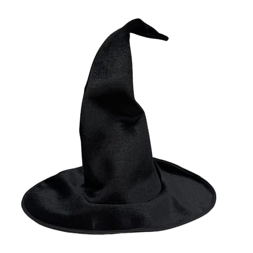 SYHVGI Halloween-Hexenhut für Damen, breite Krempe, spitze Kappe, Maskerade, Hexenkappe, Kostüm, Cosplay, Zubehör (Schwarz, 1, 35 x 55 x 62 cm) von SYHVGI