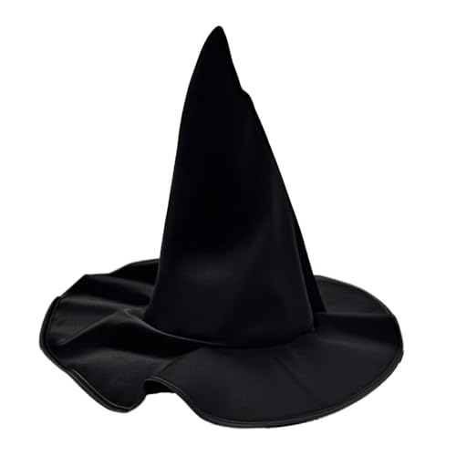SYHVGI Halloween-Hexenhut für Damen, breite Krempe, spitze Kappe, Maskerade, Hexenkappe, Kostüm, Cosplay, Zubehör (Schwarz 2, 36 x 38 cm) von SYHVGI
