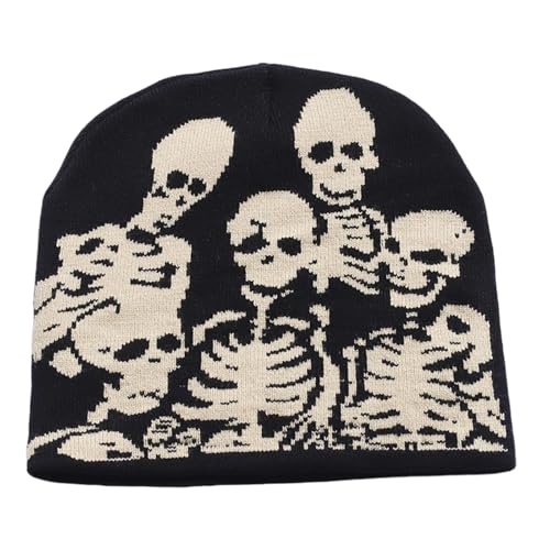 SYJHHWGS Beliebter Schädelhut Gestrickt Rand Ohne Street Wear Erwachsener Unisex Halloween Kopfstück Casual Teenager Randloser Pullover von SYJHHWGS