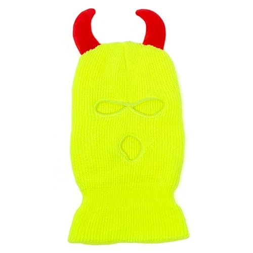 SYJHHWGS Cool Devil Horn Facecover Gestrickte Balaklava Kappen Für Frauen Männer Winter Erwachsene Halloween Kostüm Rollenspielkappen von SYJHHWGS