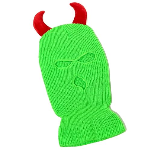 SYJHHWGS Cool Devil Horn Facecover Gestrickte Balaklava Kappen Für Frauen Männer Winter Erwachsene Halloween Kostüm Rollenspielkappen von SYJHHWGS