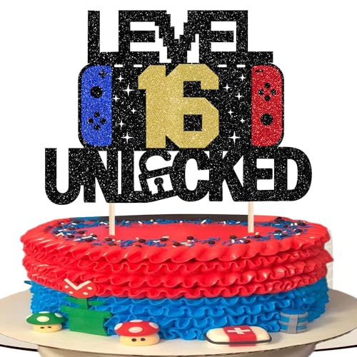 1 Stück 16 Videospiel Tortendeko Glitzer Spielkonsolen Level Unlocked 16th Kuchen Deko 16th Gaming Cake Topper für Jahrestag Jungen Mädchen Videospiel Thema Geburtstag Party Kuchen Dekorationen 1 Stück 16 Videospiel Tortendeko Glitzer Spielkonsolen Level Unlocked 16th Kuchen Deko 16th Gaming Cake Topper für Jahrestag Jungen Mädchen Videospiel Thema Geburtstag Party Kuchen Dekorationen von SYKYCTCY