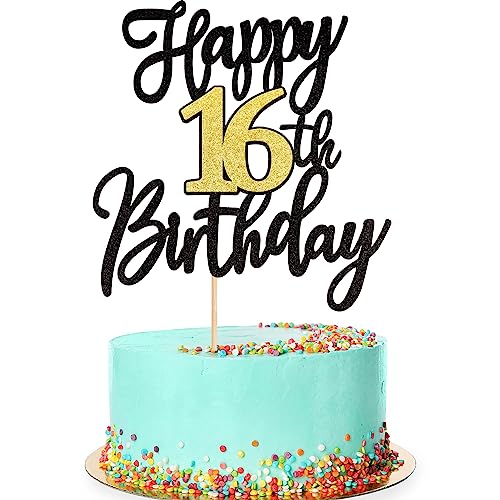 1 Stück 16th Birthday Tortendeko Schwarz Gold Glitzer 16 Fabulous Kuchen Deko Cheers to 16 Jahre alt Geburtstag Tortendekorationen für 16. Geburtstag Jahrestag Party Cake Topper 1 Stück 16th Birthday Tortendeko Schwarz Gold Glitzer 16 Fabulous Kuchen Deko Cheers to 16 Jahre alt Geburtstag Tortendekorationen für 16. Geburtstag Jahrestag Party Cake Topper von SYKYCTCY